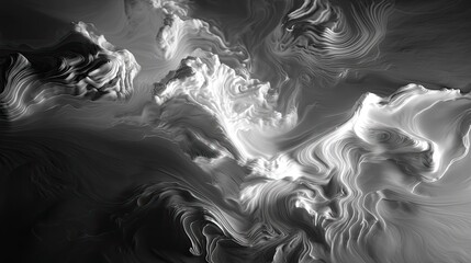 Fototapeta premium Abstract Black and White Swirling Patterns with Smooth Textures and Dynamic Flowing Shapes