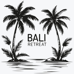 Bali retreat concept sketch illustration vector