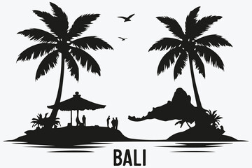 Bali travel concept sketch illustration vector