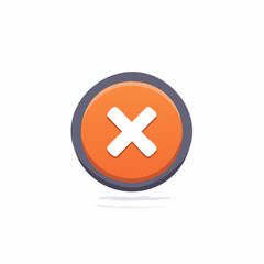 Obraz premium Orange Circle with White Cross Symbol for Error, Cancel or Removal Sign