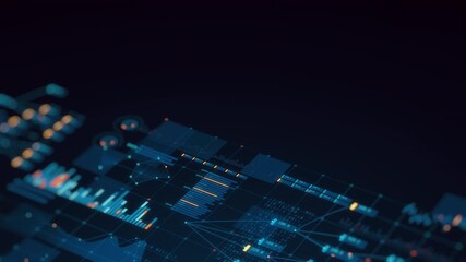 3D render: Digital financial data analysis background. Business investment growth, global network technology, abstract data visualization. Perfect backdrop for corporate, tech, finance presentations. - Powered by Adobe