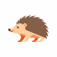 Cute smiling hedgehog animal character in a flat cartoon vector style