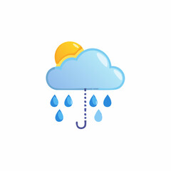 Sunny interval with rain shower and umbrella icon