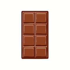 Obraz premium Cartoon illustration of a milk chocolate bar with individual squares. Sweet candy dessert icon.