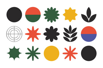 Set of autumn leaves and trees vector illustration