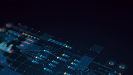 3D render: Abstract financial data analysis background. Digital charts, graphs, numbers, binary code for business investment, big data, technology. Perfect for presentations, motion graphics - Powered by Adobe