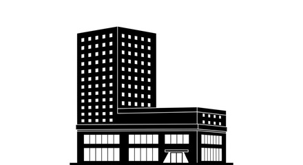 Black and white building architecture skyscraper office illustration