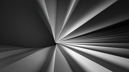 Abstract Perspective of Geometric Shapes Creating Dynamic Light and Shadow Effects in Monochrome Tones