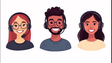 Holiday shopping season. Retail business promotion concept. A stylized illustration of a man with glasses and a headset, wearing a blue shirt. He has a beard and mustache.