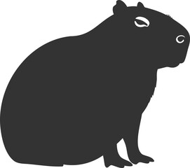 Adorable capybara animal silhouette in black and white style