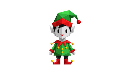 Festive low poly Christmas elf character illustration for cheerful holiday designs and seasonal promotions, adding a touch of playful magic to your project