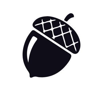 acron,Forest,Tree Nut icon black and white vector design 