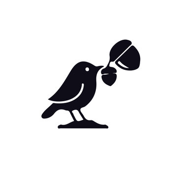 acron,Forest,Tree Nut icon black and white vector design 