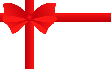 Red ribbon with bow on transparent background