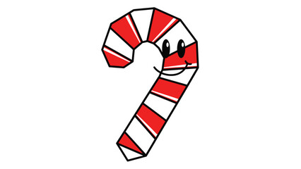 Obraz premium Cheerful cartoon candy cane with a sweet smile brings holiday joy to any Christmas project, perfect for festive designs and delightful seasonal greetings