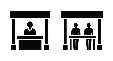 Booth vendor trade fair event exhibition stand market stall vector icon