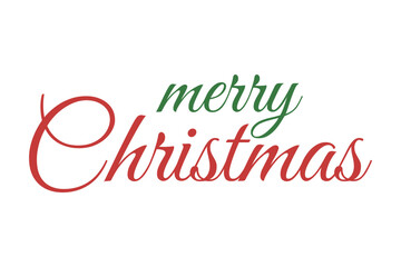 Merry Christmas text design festive holiday lettering in red and green isolated on white background