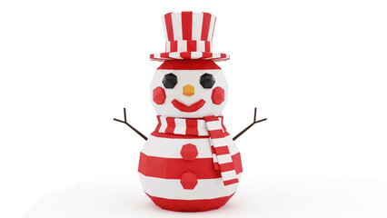 Festive snowman with red and white stripes, perfect for holiday cheer and winter celebrations, adding joy and warmth to your Christmas designs