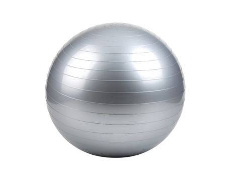 Silver exercise stability ball on transparent background - Powered by Adobe