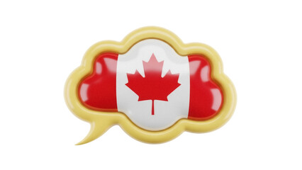 Canadian flag in speech bubble PNG isolated on transparent background, Canada day celebration and...