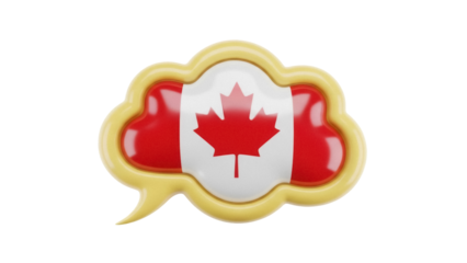 Canadian flag in speech bubble PNG isolated on transparent background, Canada day celebration and patriotic symbol