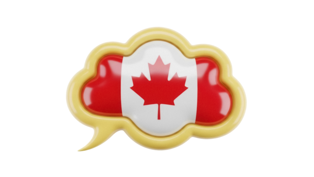 Canadian flag in speech bubble PNG isolated on transparent background, Canada day celebration and patriotic symbol