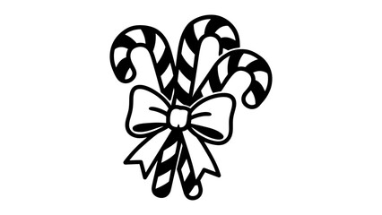 Christmas candy canes with bow vector illustration design