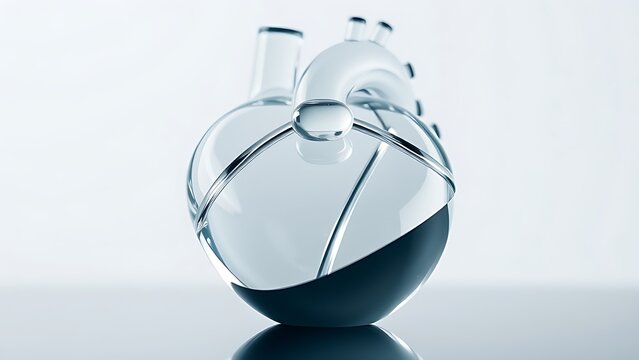 statin. An abstract glass sculpture of a human heart, with a single statin pill balanced on its top. event programs, museum guides, designed for cultural heritage projects and event programs.
