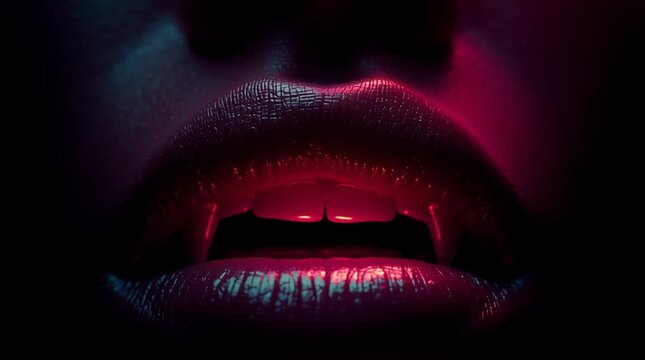 Crimson Kiss: A close-up view of alluring lips in a mysterious and sensual portrayal, perfect for the darker side of beauty and allure. 