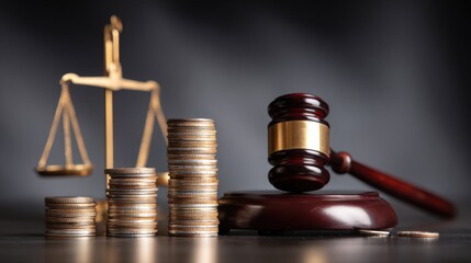Symbolic representation of banking law with a judge's gavel and legal scales.