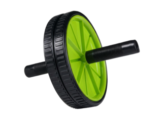 Green and black ab wheel roller on transparent background