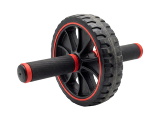 Black ab wheel with red details on transparent background