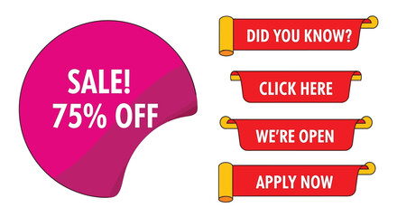 Sale promotion seventy five percent off click here apply now open