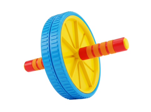 Yellow and blue ab wheel roller on transparent background