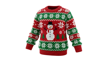 Festive Christmas sweater with snowman and snowflakes for holiday season celebration