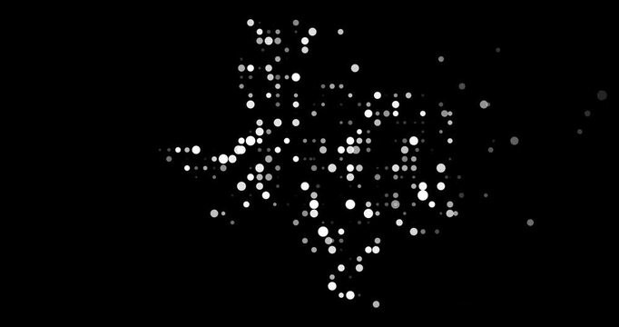 Dynamic Data Particles Assembling the Map Outline of Texas