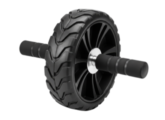 Black heavy ab wheel roller on transparent background