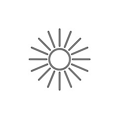 Obraz premium Simple vector line art of a sun icon, minimalist black and white solar symbol for design projects