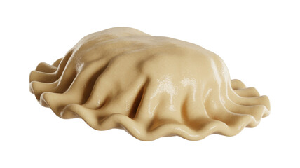 3D rendered unbaked dumpling with a pleated, glossy dough texture against a solid transparent background. Perfect for food-related designs. background removed