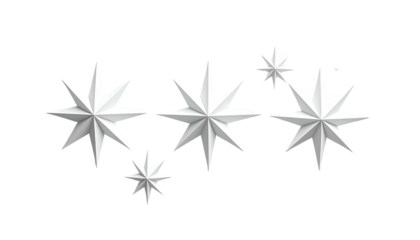 Silver Star Shapes on White Background
