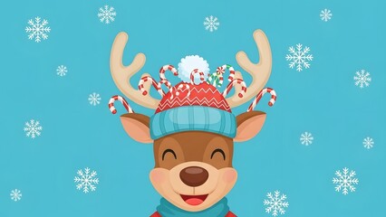 Naklejka premium christmas reindeer with red ribbon