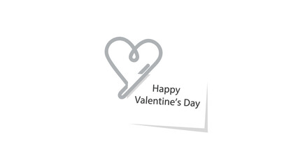 Minimalist grey heart symbol with happy valentines day text on a white background