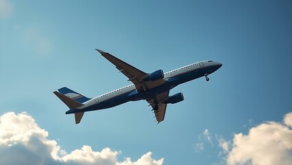 Fototapeta premium cockpit. Airplane ascending into the sky with clouds and morning sunlight. mobility guides, transit brochures, designed for mobility and urban transit guides, used by supply chain planners.
