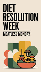 Diet Resolution Week Healthy Eating Vegetable Nutrition Illustration