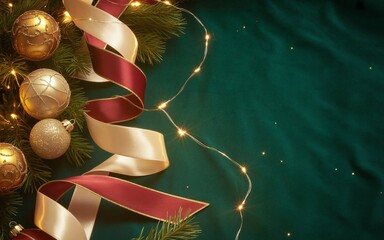 Golden Glow Christmas Decorations on Green backdrop