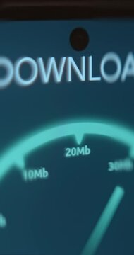 Measuring the download speed, Internet speed test
