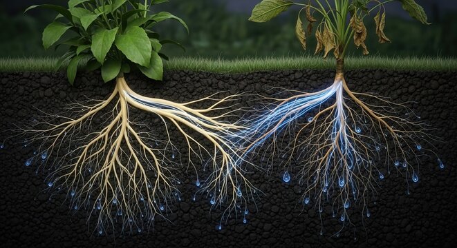 Fungal Networks Redistributing Water Among Plants