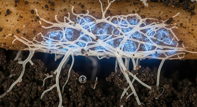Hyphae Clustering at Root Oxygen-Rich Zones