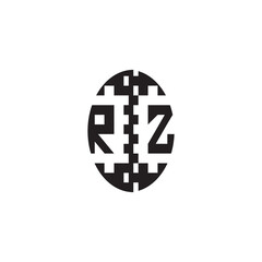 Pixel Logo Concept Bold Unique Design RZ Monogram Initial Alphabet Alphabet
