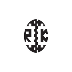 Pixel Logo Concept Bold Unique Design RK Monogram Initial Alphabet Alphabet
